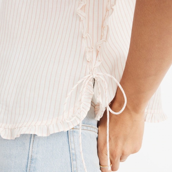 Madewell Ruffled Side-Tie Top in Pink Stripe - Picture 7 of 7